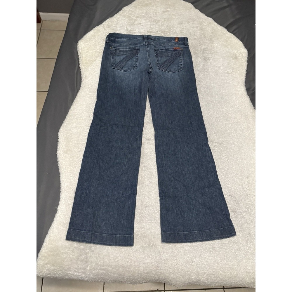 7 For All Mankind Dojo Flared Jeans Womens 30x30 Blue Denim Rise Boho Y2K - Picture 2 of 9